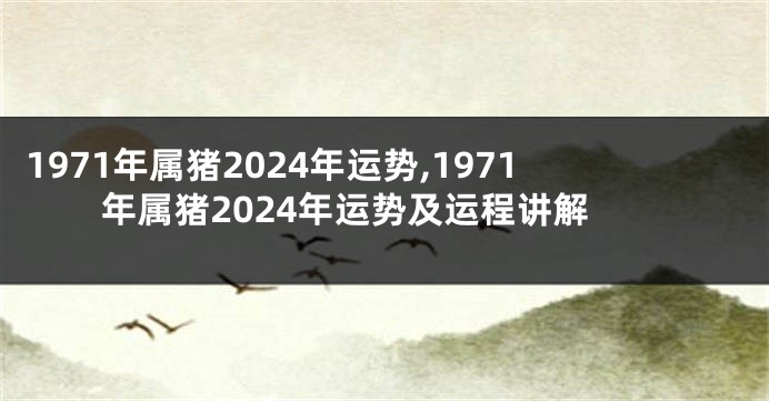 1971年属猪2024年运势,1971年属猪2024年运势及运程讲解