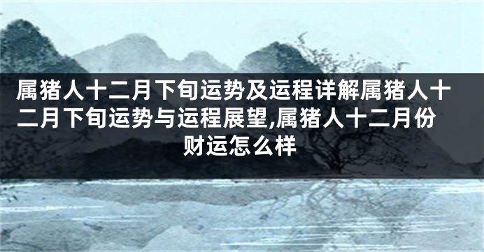 属猪人十二月下旬运势及运程详解属猪人十二月下旬运势与运程展望,属猪人十二月份财运怎么样