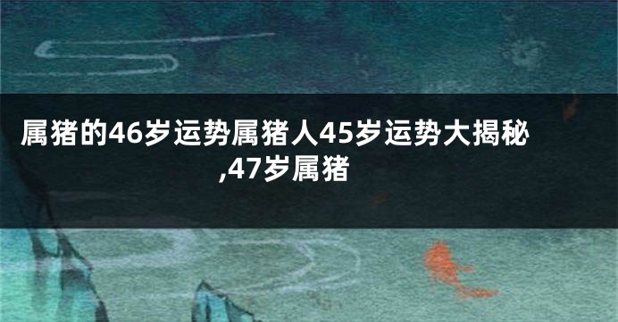 属猪的46岁运势属猪人45岁运势大揭秘,47岁属猪