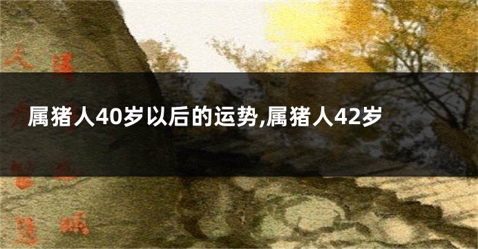 属猪人40岁以后的运势,属猪人42岁