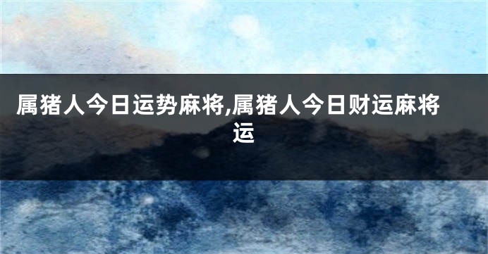 属猪人今日运势麻将,属猪人今日财运麻将运