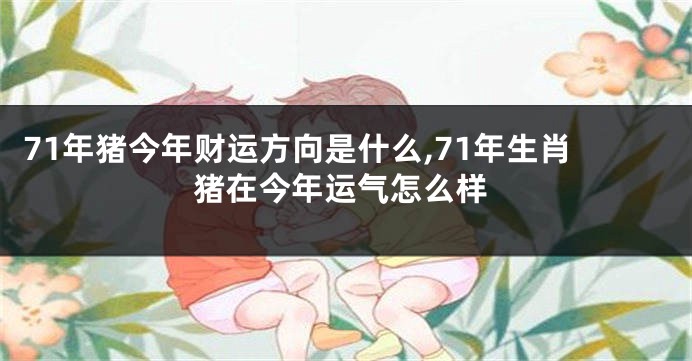 71年猪今年财运方向是什么,71年生肖猪在今年运气怎么样