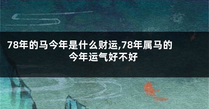 78年的马今年是什么财运,78年属马的今年运气好不好