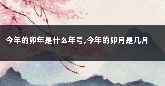 今年的卯年是什么年号,今年的卯月是几月