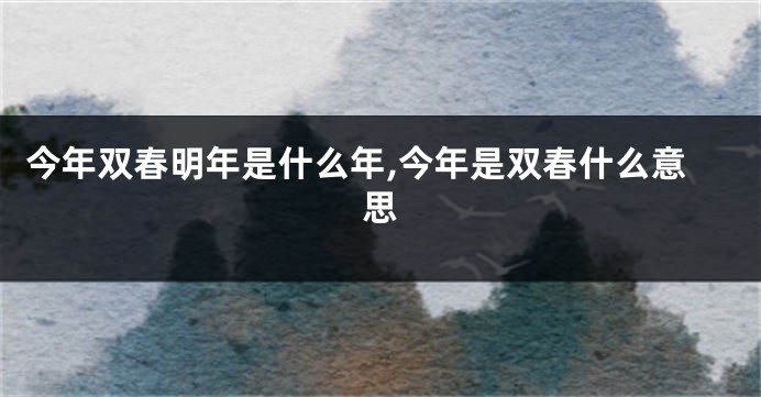 今年双春明年是什么年,今年是双春什么意思