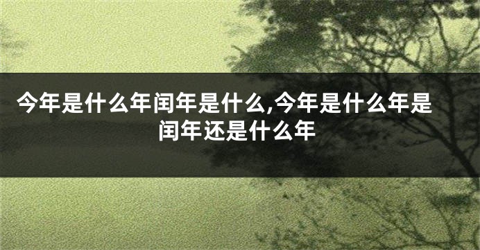 今年是什么年闰年是什么,今年是什么年是闰年还是什么年