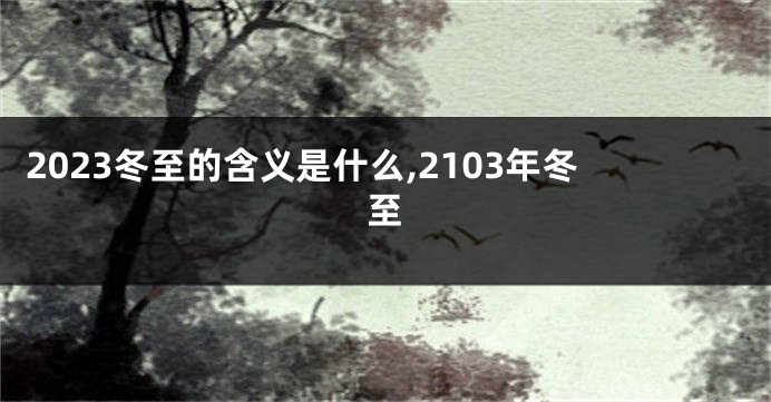 2023冬至的含义是什么,2103年冬至