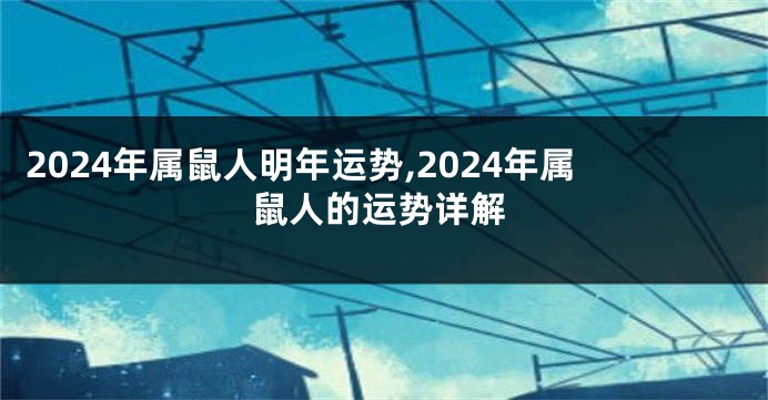 2024年属鼠人明年运势,2024年属鼠人的运势详解