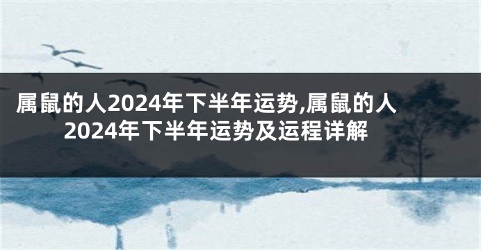 属鼠的人2024年下半年运势,属鼠的人2024年下半年运势及运程详解