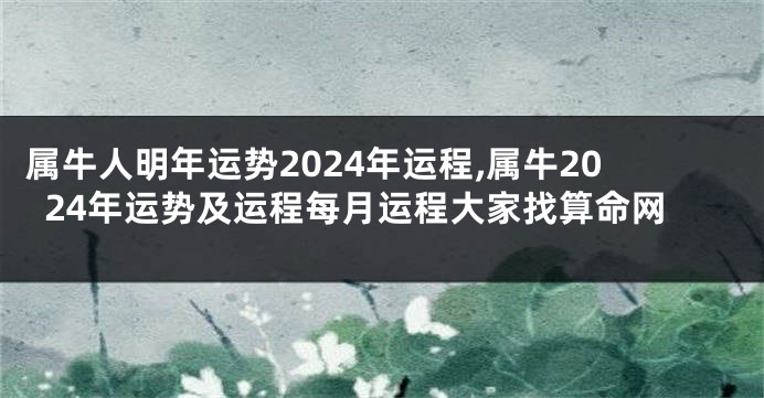 属牛人明年运势2024年运程,属牛2024年运势及运程每月运程大家找算命网