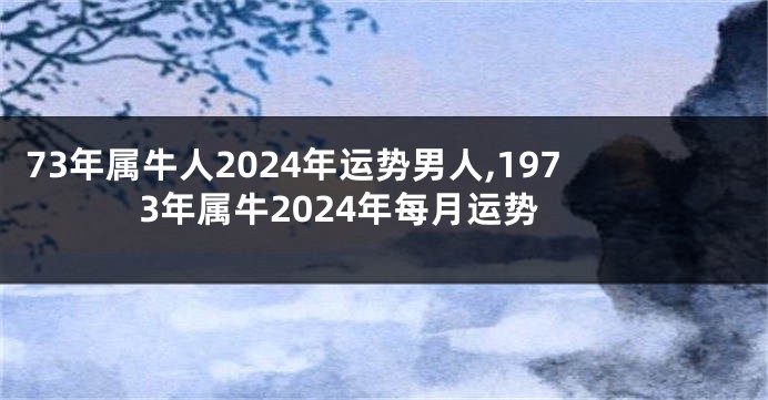 73年属牛人2024年运势男人,1973年属牛2024年每月运势