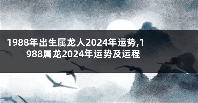 1988年出生属龙人2024年运势,1988属龙2024年运势及运程