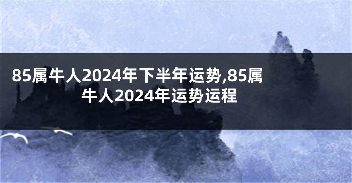 85属牛人2024年下半年运势,85属牛人2024年运势运程