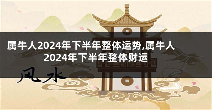 属牛人2024年下半年整体运势,属牛人2024年下半年整体财运