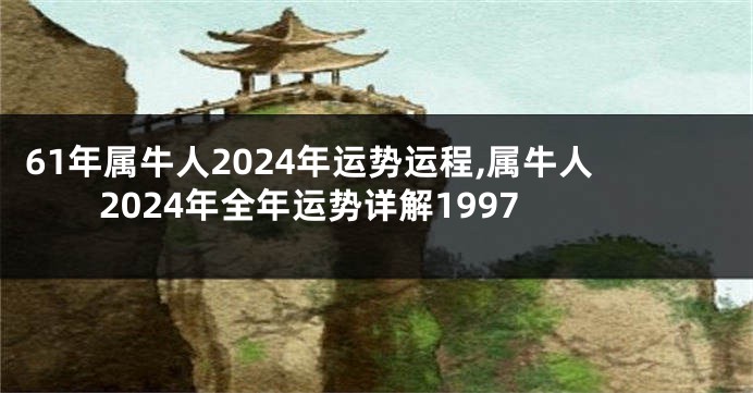 61年属牛人2024年运势运程,属牛人2024年全年运势详解1997