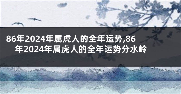 86年2024年属虎人的全年运势,86年2024年属虎人的全年运势分水岭