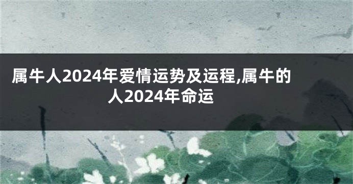 属牛人2024年爱情运势及运程,属牛的人2024年命运