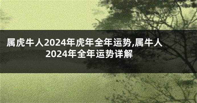 属虎牛人2024年虎年全年运势,属牛人2024年全年运势详解