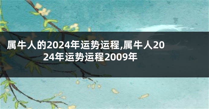 属牛人的2024年运势运程,属牛人2024年运势运程2009年