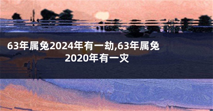 63年属兔2024年有一劫,63年属兔2020年有一灾