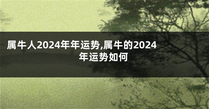 属牛人2024年年运势,属牛的2024年运势如何