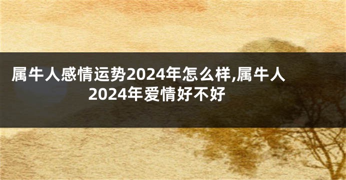 属牛人感情运势2024年怎么样,属牛人2024年爱情好不好