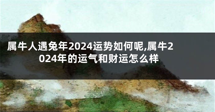 属牛人遇兔年2024运势如何呢,属牛2024年的运气和财运怎么样