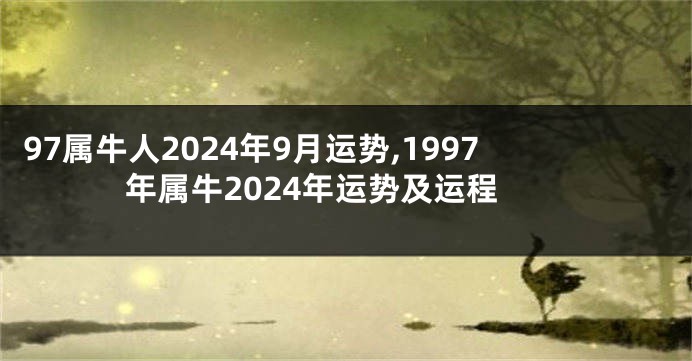 97属牛人2024年9月运势,1997年属牛2024年运势及运程