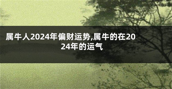 属牛人2024年偏财运势,属牛的在2024年的运气