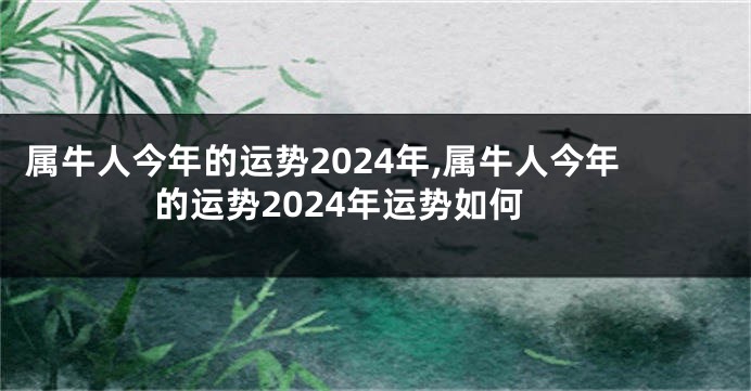 属牛人今年的运势2024年,属牛人今年的运势2024年运势如何