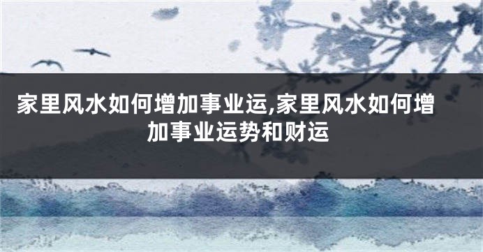 家里风水如何增加事业运,家里风水如何增加事业运势和财运