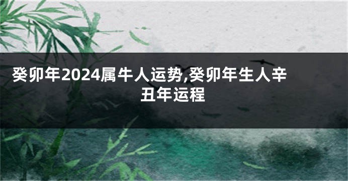 癸卯年2024属牛人运势,癸卯年生人辛丑年运程