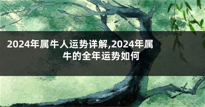 2024年属牛人运势详解,2024年属牛的全年运势如何