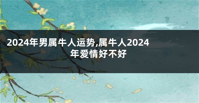 2024年男属牛人运势,属牛人2024年爱情好不好