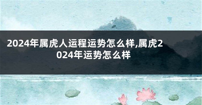 2024年属虎人运程运势怎么样,属虎2024年运势怎么样