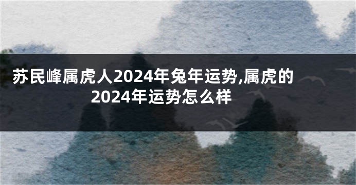 苏民峰属虎人2024年兔年运势,属虎的2024年运势怎么样