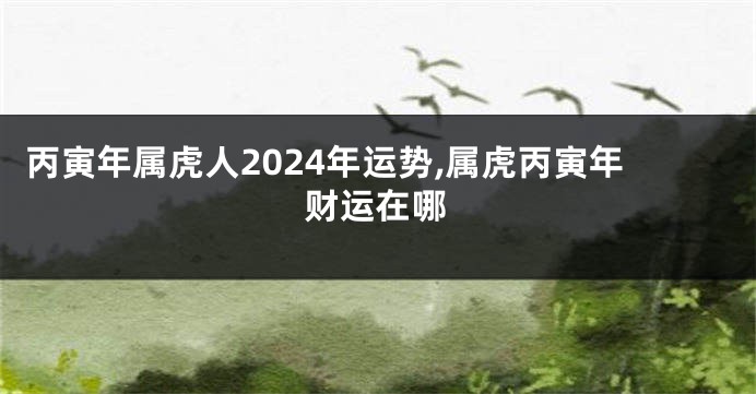 丙寅年属虎人2024年运势,属虎丙寅年财运在哪