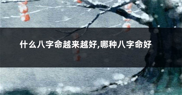 什么八字命越来越好,哪种八字命好