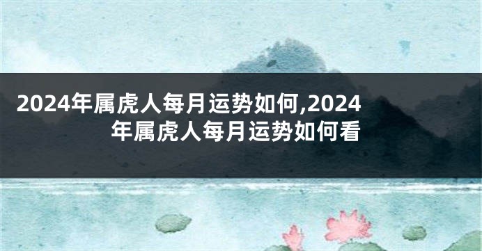 2024年属虎人每月运势如何,2024年属虎人每月运势如何看