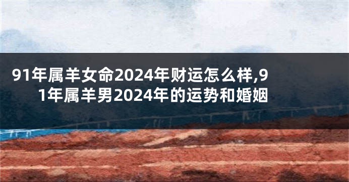 91年属羊女命2024年财运怎么样,91年属羊男2024年的运势和婚姻