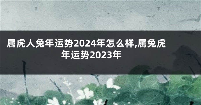 属虎人兔年运势2024年怎么样,属兔虎年运势2023年