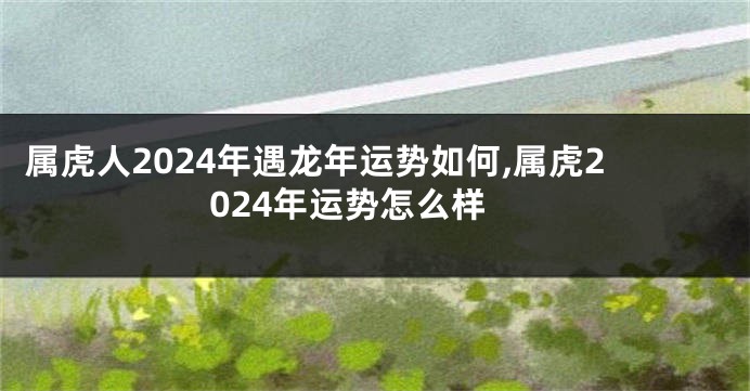 属虎人2024年遇龙年运势如何,属虎2024年运势怎么样