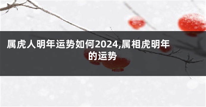 属虎人明年运势如何2024,属相虎明年的运势