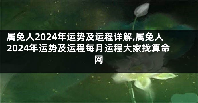 属兔人2024年运势及运程详解,属兔人2024年运势及运程每月运程大家找算命网