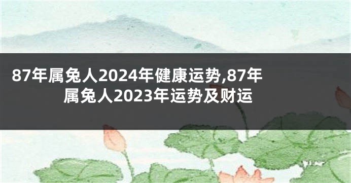 87年属兔人2024年健康运势,87年属兔人2023年运势及财运