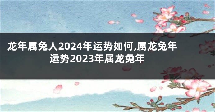 龙年属兔人2024年运势如何,属龙兔年运势2023年属龙兔年