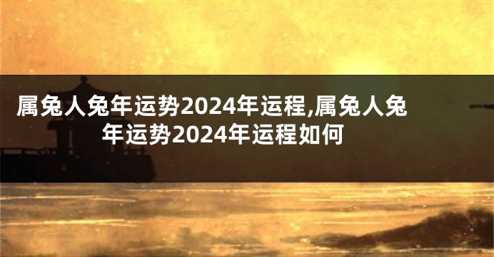 属兔人兔年运势2024年运程,属兔人兔年运势2024年运程如何