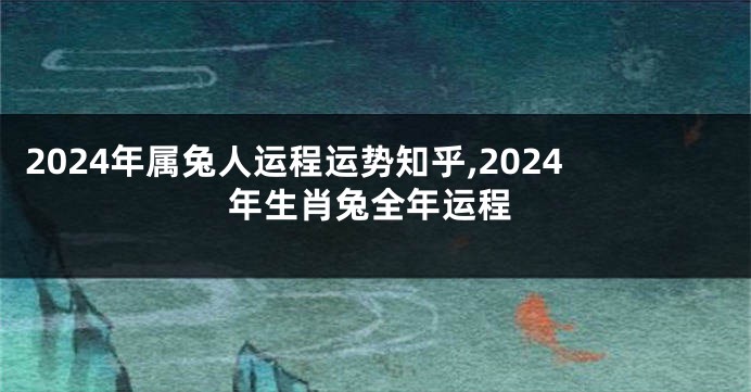 2024年属兔人运程运势知乎,2024年生肖兔全年运程