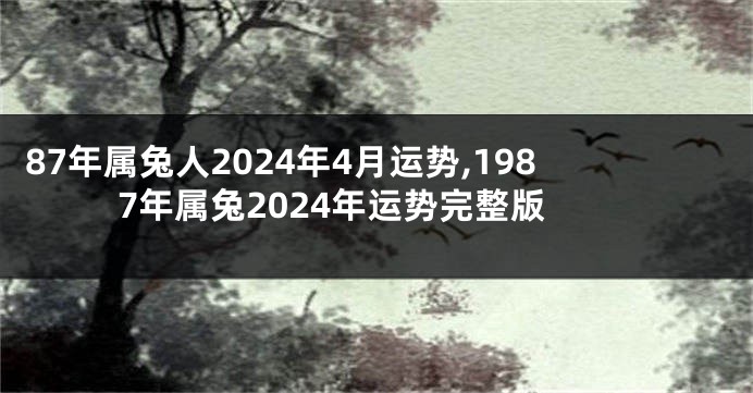 87年属兔人2024年4月运势,1987年属兔2024年运势完整版