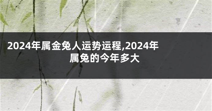 2024年属金兔人运势运程,2024年属兔的今年多大